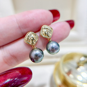 DIY <b>Silver</b> Jewelry Earrings with 9-13mm Round <b>Beads</b> S925 DIY Pearl Accessories Empty Tray Fashion 22214 Plated Size 12mm - Product Image 2