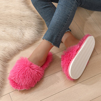 Nouvelles Pantoufles d'Intérieur d'Été Mode Femme à Bout Ouvert 2024, en Peluche Chaude et Moelleuse, Antidérapantes pour Automne Hiver