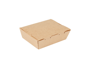 Boîte à lunch jetable carrée en papier kraft avec logo personnalisé pour la restauration rapide à emporter - Product Image 2