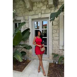 Robe de cocktail rouge à volants Naia - Product Image 5