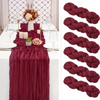 Chemin de table bordeaux en gaze de coton rustique style bohème pour décorations de mariage, douche nuptiale et fête d'anniversaire