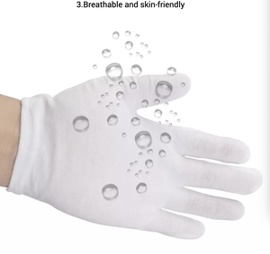 Guantes de trabajo de algodón orgánico, finos, blancos, 100% - Product Image 4