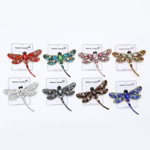 Usine directe 8 pièces 2025 rétro européen et américain strass libellule broche en acier inoxydable bijoux pour cadeau ou fête - Product Image 2