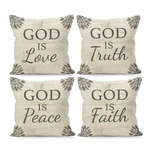 Ferme personnalisée citations chrétiennes dieu foi rustique planche de bois lin housse de coussin cadeaux chrétiens dieu bénisse jeter taie d'oreiller - Product Image 1