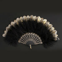 Éventail pliant vintage en plumes de fée et dentelle pour la danse, les séances photo, le défilé, les voyages, le cosplay