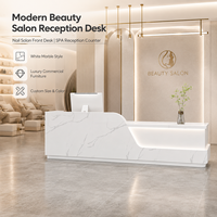 Comptoir de réception moderne pour salon de beauté, bureau d'accueil pour salon de manucure, comptoir de réception SPA, style marbre blanc, mobilier commercial de luxe