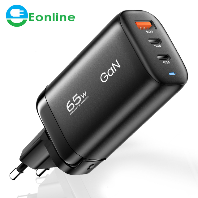 EONLINE 3D 65W GaN USB PD Type C Charger for Laptop PPS Fast Charge for Samsung Xiaomi iPhone 17 16 15 13 12 11 Pro Max