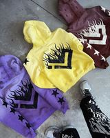 Setelan Hoodie pria, baju olahraga pria Vintage asam cuci kustom