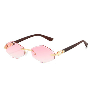 Gafas de Sol Poligonales Sin Montura, Degradado Marrón, UV400, Unisex, para Conducir, a la Moda - Product Image 3