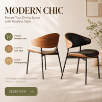 Chaises de salle à manger modernes portables et imperméables en acier au carbone avec revêtement en cuir pour les salles à manger d'appartements
