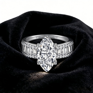 Luxury Marquise Cut 3ct White Gold Colour <b>Iced</b> Out Promise <b>Ring</b> in Silver - Product Image 5
