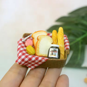 <span class=keywords><strong>Moule</strong></span> à panier à pain miniature en résine à l'échelle 1:12 avec baguette et beurre de cacahuète, nature morte rectangulaire - Product Image 1