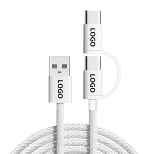 <span class=keywords><strong>Cable</strong></span> de Datos USB 2 en 1 de 1 m, <span class=keywords><strong>Tipo</strong></span> C, Carga Rápida de 5 A, Compatible con <span class=keywords><strong>iPhone</strong></span> 15 16, Tabletas, 60 W, 20 W, <span class=keywords><strong>Cable</strong></span> de Sincronización para Ordenadores IOS, Revestimiento de TPE - Product Image 1