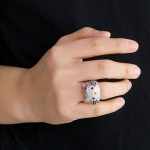 BES New Hip Hop Jewelry Cute Cat <strong>Rings</strong> Couple <strong>Cartoon</strong> <strong>Rings</strong> Brass Micro Inlaid Zircon Iced Out Hiphop <strong>Rings</strong> for Men Women - Product Image 3