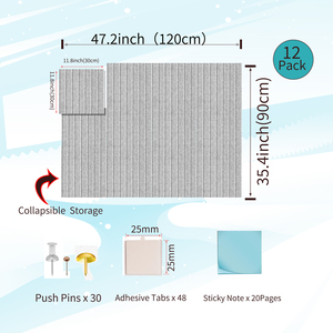 12 Piezas de Tablero de <span class=keywords><strong>Corcho</strong></span> de Fibra de Poliéster Gris, <span class=keywords><strong>con</strong></span> Adhesivos Removibles Seguros, Diseño Moderno, 9mm de Grosor, <span class=keywords><strong>Aislamiento</strong></span> Acústico - Product Image 6