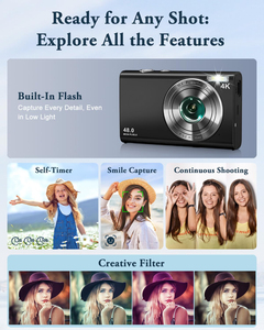 กล้อง 4K 48MP ผลิตหน้าจอขนาดกะทัดรัด กล้องถ่ายรูปแบบพกพา กล้องดิจิตอลแบบพกพา - Product Image 5