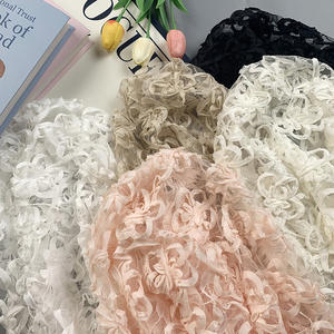 Tela de encaje bordada con cordón floral 3D jacquard rosa rubor nigeriano al por mayor para diseño de <span class=keywords><strong>moda</strong></span> nupcial Aso Ebi - Product Image 3