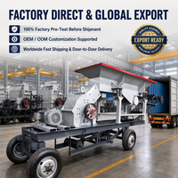 Concasseur à marteaux diesel mobile PC600x400, petite taille, avec convoyeur à bande d'alimentation pour l'extraction de roches, de pierres et d'or dans les carrières