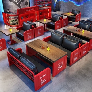 SUNYARD Ensemble de mobilier de bar et de restauration de style industriel en bambou, avec banquette de salon, pour bars à vin, pubs, cafés, conteneurs, salons de thé et restaurants à thème musical - Product Image 1