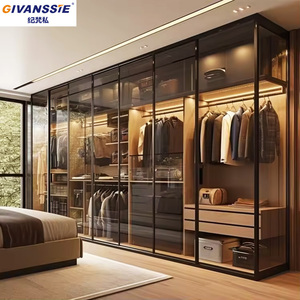 Armario Modular <span class=keywords><strong>Extensible</strong></span> de Madera de Alta Gama para Dormitorio de Apartamento, con Puerta de Melamina para Vestir - Product Image 1