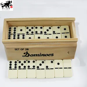 Groothandel dubbele domino zwart-Groothandel Houten Doos Acryl Domino Blok Domino Games 28 Pcs Dot Domino