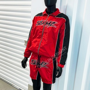Design Custom Men Casual <b>Zip</b> <b>up</b> <b>Jacket</b> and Shorts 100% Polyester Nylon Tracksuit 2 Piece Jogging Wear Windbreaker Shorts Set - Product Image 3
