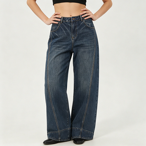 Pantalones Vaqueros Anchos <span class=keywords><strong>de</strong></span> <span class=keywords><strong>Mujer</strong></span> con Diseño Curvo <span class=keywords><strong>de</strong></span> Pierna, Estilo Cimitarra, <span class=keywords><strong>de</strong></span> Algodón Pesado, Moda Urbana, Jeans <span class=keywords><strong>de</strong></span> <span class=keywords><strong>Mujer</strong></span> - Product Image 2