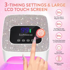 Sparkling Diamond LED Nail <b>Lamp</b>: Cordless Rechargeable 57-Bead UV/LED Dryer <b>with</b> Smart Sensor & 3-<b>Timer</b> Settings - Product Image 4