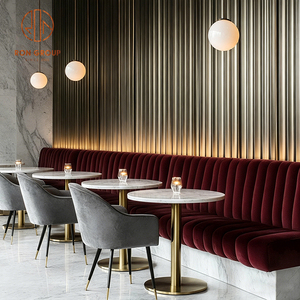 Mesa Redonda de Mármol Personalizada Ron Group, Asientos Cómodos de Terciopelo, Muebles de Restaurante, Silla <span class=keywords><strong>y</strong></span> Mesa - Product Image 1