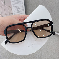 Lunettes de Soleil Rétro Tendance Grand Cadre Haute Qualité Anti-UV