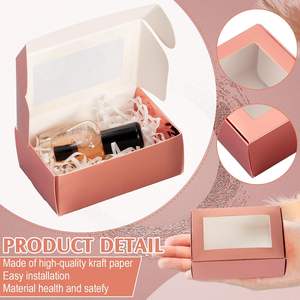 Boîtes à savon pour emballage artisanal, mini boîte en kraft avec fenêtre pour cadeau, emballage de pâtisserie et de bonbons (or rose) - Product Image 4