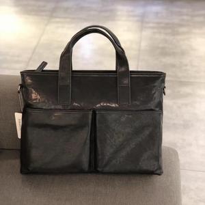 Sac à main pour homme en cuir tanné végétal, sac fourre-tout fin vintage en cuir de vachette pleine fleur, sacoche d'affaires pour ordinateur portable avec doubles poches avant - Product Image 1