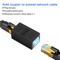 Modem Router PC adaptor Xbox PS5, konektor kuningan perpanjangan kabel Ethernet Female-to-Female Coupler RJ45 Cat7/Cat6/Cat5e/Cat5