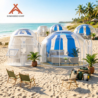 Dôme de glamping en polycarbonate étanche Kawagebo Kamp (KK) 4m + 2.5m, type igloo, pour hôtel, tente de dôme géodésique préfabriquée