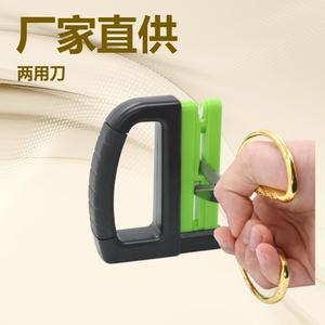 Aiguiseur de couteaux à poignée en TPE, rectangulaire, vert, en acier tungstène, matériau ABS, pour l'élagage du jardin, couteau en céramique, double usage - Product Image 3