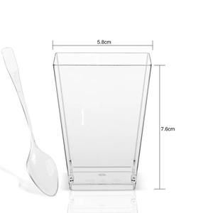 Tasses à dessert en plastique de 5 onces avec couvercles et cuillères Conteneur d'apéritif pour gâteau congelé pour pouding Mousse aux fruits Yaourt - Product Image 3