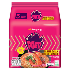 ราคาขายส่ง บะหมี่กึ่งสำเร็จรูปรสกุ้งกระเทียมเกาหลี 140 กรัม (5 ซอง) รสเผ็ดน้ำมันต้นหอม - Product Image 1