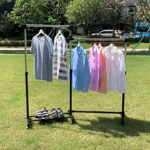 Séchoir à linge télescopique à double rangement, intérieur/extérieur, sur roulettes, support de séchage, étagères et cintres à linge - Product Image 3