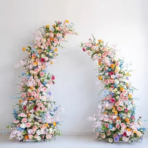 Colorful Silk Flower Wedding Background Wall Simulation Flower Stage Props Backdrop Flower Decor Wedding Floral Garden Arch