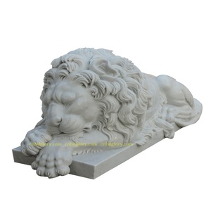 Venta al por mayor tamaño de <span class=keywords><strong>la</strong></span> vida de mármol blanco durmiendo estatua de León - Product Image 3