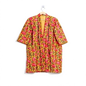 เสื้อแจ็คเก็ตถักมือจากผ้าฝ้ายออร์แกนิค ระบายอากาศได้ดี  แบบควิลท์  เป็นมิตรกับสิ่งแวดล้อม สำหรับฤดูใบไม้ร่วงและฤดูหนาว  ลายดอกไม้  แบบกลับด้านได้  ปิดด้วยเข็มขัด  ทรงยาว - Product Image 1