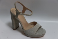 Dernières chaussures de mariée à bride cheville argentées à paillettes pour femmes, bout ouvert, talons épais, plateformes, sandales à talons hauts pour mariage
