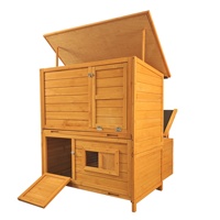 Poulailler en bois spacieux et facile à nettoyer, à deux étages, pour 6 à 8 poulets, 3 nichoirs, 2 plateaux coulissants, rampe pliable
