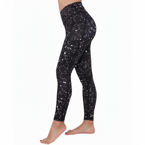 Mallas de yoga estampadas ecológicas de cintura alta ultrasuaves personalizadas, pantalones de entrenamiento de compresión sin costuras con bolsillos, cintura elástica - Product Image 1