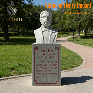 Statue en pierre personnalisée Henry <span class=keywords><strong>Dunant</strong></span>, décoration publique extérieure, sculpture de figure en pierre naturelle - Product Image 1