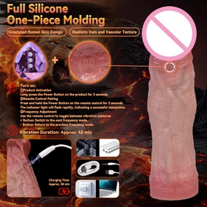 Funda para Pene, Vibrador Realista, Extensor de Pene para Hombre, Juguetes Sexuales para Adultos, Anillo de Silicona Suave, 10 Modos, Apto para Hombres y Parejas - Product Image 5