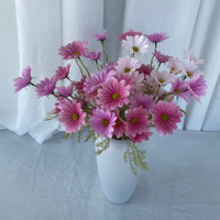Bouquet de marguerites artificielles réalistes faites à la main, arrangement floral en caoutchouc souple, rose et blanc, pour remplir les vases, pour mariage et décoration intérieure