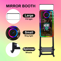 Cabina de Fotos Selfie WIVITOUCH Interactiva con Pantalla Táctil LCD de 21.5 Pulgadas, Compatible con DSLR, Impresión Instantánea, Wi-Fi, Metálica