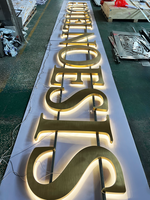 Or Alphabet 3D LED Signalisation Métal Extérieur Rétro-Éclairé Lettre Signe Logo pour Mur Éclairage Extérieur