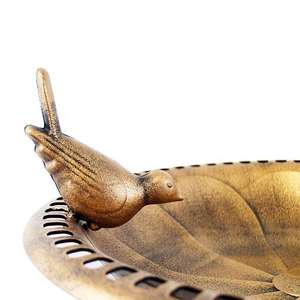 Bain d'oiseaux en bronze à LED solaire, bol pour oiseaux, jardin et patio, piédestal pour l'alimentation des oiseaux avec une élégante fontaine à LED - Product Image 4